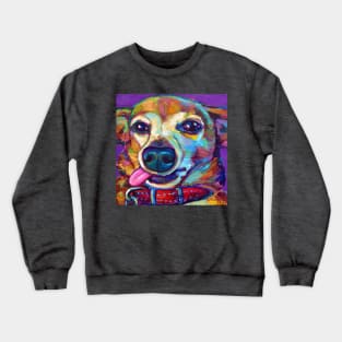 Cute Derpy Chiweenie Puppy on Violet Crewneck Sweatshirt